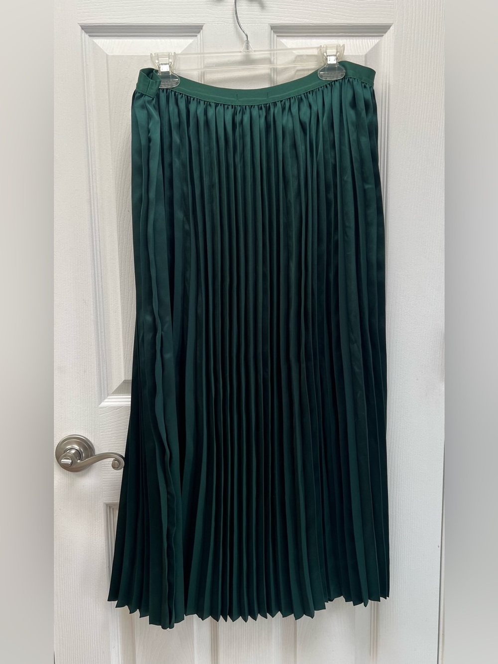 Marine Layer Green Pleated Satin Maxi Skirt Size XL - Picture 4 of 5